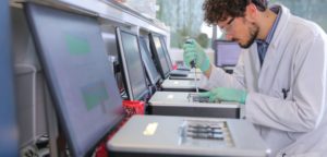 Scientist with pipette